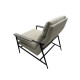 Beige Fabric Mid Century Black Metal Frame Accent Chair 